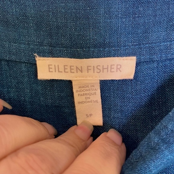 Eileen Fisher Washed Organic Linen Delave Tiered Dress in Size S - Picture 4 of 7